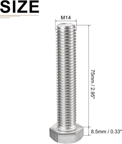 مسامير سداسية DTGN M14x25mm(DxH) - عبوتان - جيدة لأدوات الآلة - 304 براغي سداسية من الفولاذ المقاوم للصدأ in Kuwait