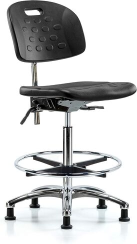 LabTech Seating LT40727 فئة 10 مقبض غرفة نظيفة من مادة البولي يوريثين كرسي بمقعد مرتفع قاعدة كروم، حلقة قدم من الكروم، تنزلق in Kuwait
