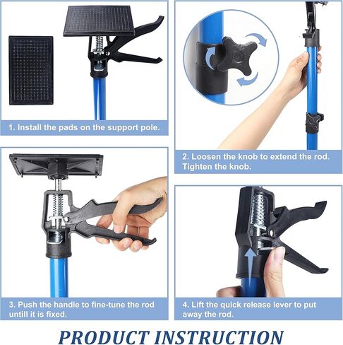 Lifynste Third Hand Tool, Adjustable Support Pole, 3rd Hand Support System, Steel Support Rod for Cabinet Jacks Cargo Bars Drywall Support, Extends from 20 Inch to 45 Inch, 2 Pack, Blue in Kuwait