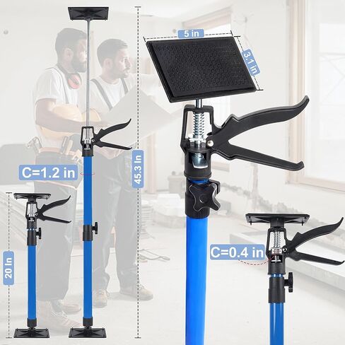 Lifynste Third Hand Tool, Adjustable Support Pole, 3rd Hand Support System, Steel Support Rod for Cabinet Jacks Cargo Bars Drywall Support, Extends from 20 Inch to 45 Inch, 2 Pack, Blue in Kuwait