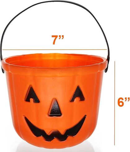 GIFTEXPRESS 3 Pcs 6" Halloween Trick or Treat Bucket, Halloween Jack O Lantern Candy Basket, Trick or Treat Pumpkin Pails Cauldron Kettle Candy Holder, Halloween Party Supplies in Saudi Arabia