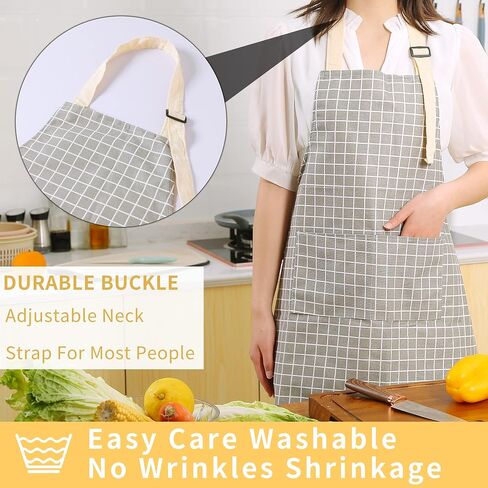 Tosewever 2 Pack Adjustable Bib Apron with 2 Pockets, Waterdrop Resistant Cooking Kitchen Aprons for Women Men Chef Couple BBQ Painting (Black, 2) in Kuwait