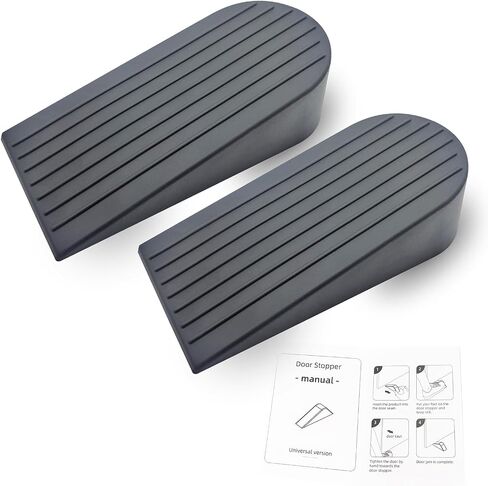 Big Rubber Door Stoppers 2 Packs Heavy Duty Wedge Door Stop for All Floors 1.9 Inches Non-Scratching Doorstops Special for Home Office School Hotel Heavy Door (Black) in Saudi Arabia
