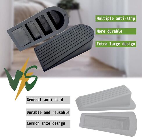 Big Rubber Door Stoppers 2 Packs Heavy Duty Wedge Door Stop for All Floors 1.9 Inches Non-Scratching Doorstops Special for Home Office School Hotel Heavy Door (Black) in Saudi Arabia
