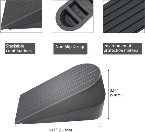Big Rubber Door Stoppers 2 Packs Heavy Duty Wedge Door Stop for All Floors 1.9 Inches Non-Scratching Doorstops Special for Home Office School Hotel Heavy Door (Black) in Saudi Arabia