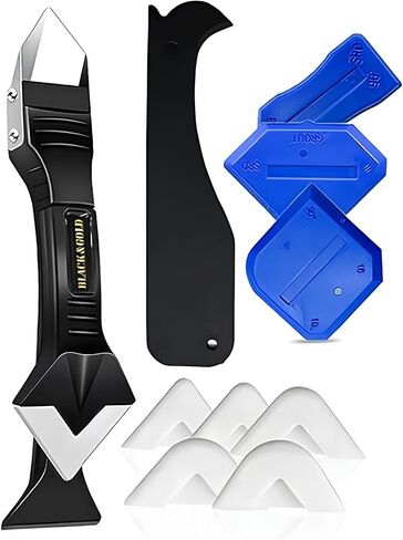 3 in 1 Silicone Caulking Tool Kit by Black & Gold, Grout Removal Tool with Stainless Steel Head – Perfect for Kitchen, Bathroom, Window & Frames Sealant Seals in Saudi Arabia