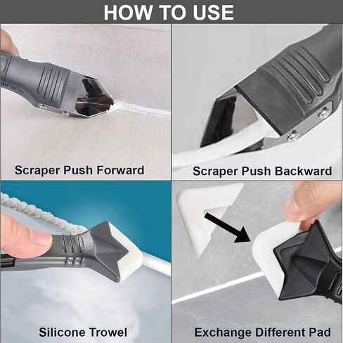 3 in 1 Silicone Caulking Tool Kit by Black & Gold, Grout Removal Tool with Stainless Steel Head – Perfect for Kitchen, Bathroom, Window & Frames Sealant Seals in Saudi Arabia