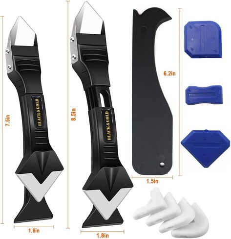 3 in 1 Silicone Caulking Tool Kit by Black & Gold, Grout Removal Tool with Stainless Steel Head – Perfect for Kitchen, Bathroom, Window & Frames Sealant Seals in Saudi Arabia