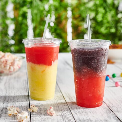 حزمة مريحة [50 قطعة] 24 أونصة. أكواب بلاستيكية شفافة ذات أغطية مسطحة in Kuwait