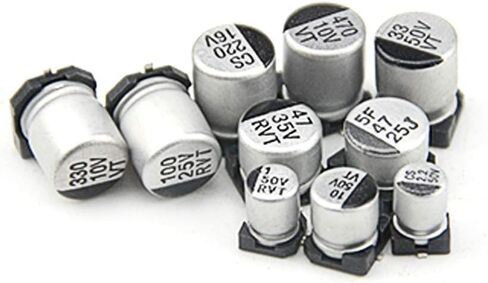 XINGYHENG 200 قطعة 10 قيمة SMD مجموعة متنوعة من المكثفات الإلكتروليتية 1 فائق التوهج إلى 470 فائق التوهج (مكثف كهربائي من الألومنيوم مع صندوق بلاستيكي) in Kuwait