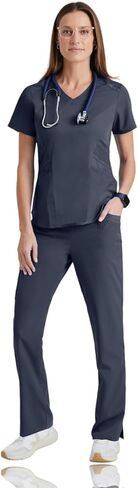 BARCO Grey's Anatomy Scrubs Impact - قميص Moto Scrub للنساء، قميص طبي برقبة على شكل حرف V، قميص سباندكس مطاطي للسيدات in Saudi Arabia