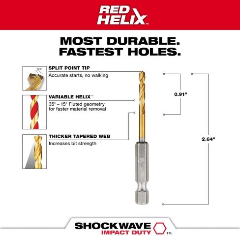 Milwaukee Electric Tool 48-89-4605 Impact Drill Bit, 1/8" Diameter x 2.62" L, 29/32" 35 Degree Helix Flute, 1/4" Hex Shank, 135 Degree in Saudi Arabia