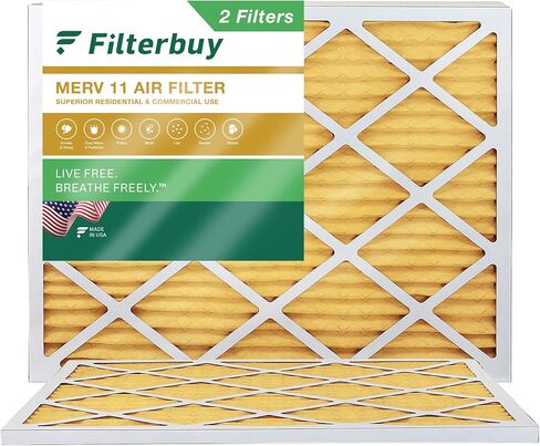 فلتر هواء 20x22x1 MERV 11، مرشحات فرن HVAC مطوي (قطعتان)، ذهبي) in Kuwait