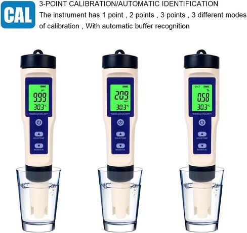5 in 1 PH TDS Meter, PH/TDS/EC/Temp/Salt Meter, 0.01 High Accuracy PH Meter for Water, 0-14 PH, 0-20000 PPM Meter for Drink Water, Pool and Fish Tank in Saudi Arabia