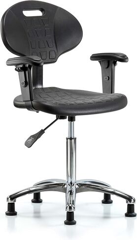 LabTech Seating LT43900 Tulip Medium Bench Chair, Polyurethane, Chrome Base - Arms, Glides in Kuwait