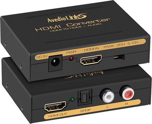 4K HDMI Audio Extractor Splitter, avedio links 1080P HDMI to HDMI Audio Converter + Optical Toslink SPDIF + RCA L/R Stereo Analog Audio, HDMI Audio Adapter for Fire Stick, Blu-Ray Player in Saudi Arabia