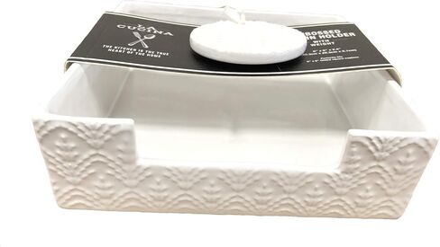 حامل مناديل مربع من السيراميك الأبيض مع وزن مجموعة بلازا in Kuwait