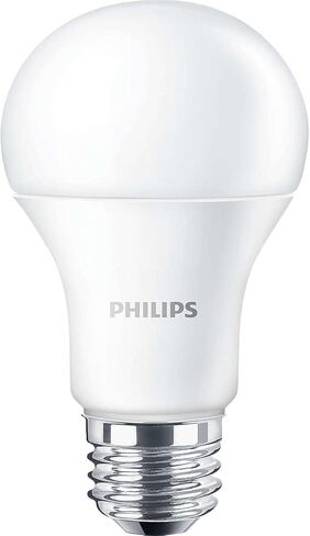 لمبة الإضاءة البلورية A19 LED غير القابلة للضوء من Philips: 800 لومن، 5000 كلفن، 9 وات (ما يعادل 60 وات)، قاعدة E26، ضوء النهار، 4 عبوات، 455600 in Kuwait