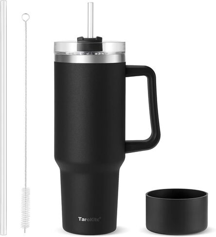 40 oz Tumbler with Handle and Straw, Pink Insulated Travel Mug Iced Coffee Cup, Reusable Stainless Steel Insulated Water Bottle, Keeps Drinks Cold for 34 Hours, Dishwasher Safe, BPA Free in Kuwait