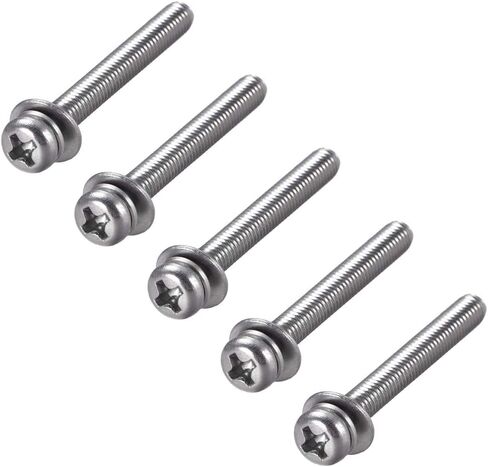 Uxcell M4 x 60mm الفولاذ المقاوم للصدأ فيليبس عموم رئيس مسامير البراغي تتحد مع غسالة الربيع وغسالات عادية 5 قطع in Kuwait