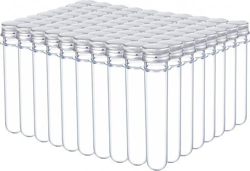 80 قطعة من انابيب اختبار بلاستيكية مسطحة شفافة 45 مل مع اغطية لولبية 140 × 25 ملم، انابيب بلاستيكية علوية مع اغطية حاويات اختبار لخرز الحلوى وكرات العلكة والملح وعينات السائل in Kuwait