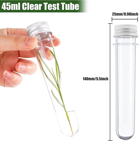 80 قطعة من انابيب اختبار بلاستيكية مسطحة شفافة 45 مل مع اغطية لولبية 140 × 25 ملم، انابيب بلاستيكية علوية مع اغطية حاويات اختبار لخرز الحلوى وكرات العلكة والملح وعينات السائل in Kuwait