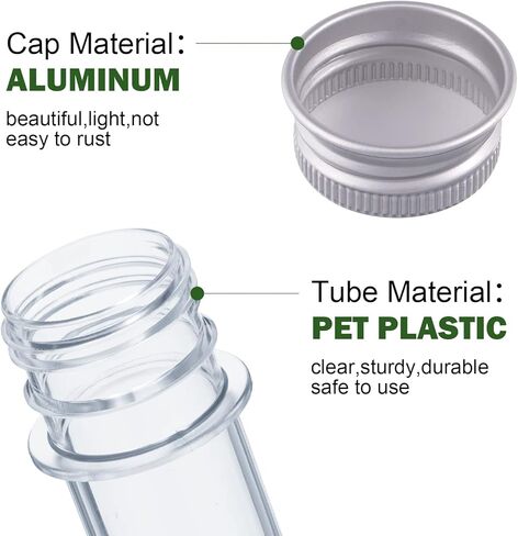 80 قطعة من انابيب اختبار بلاستيكية مسطحة شفافة 45 مل مع اغطية لولبية 140 × 25 ملم، انابيب بلاستيكية علوية مع اغطية حاويات اختبار لخرز الحلوى وكرات العلكة والملح وعينات السائل in Kuwait