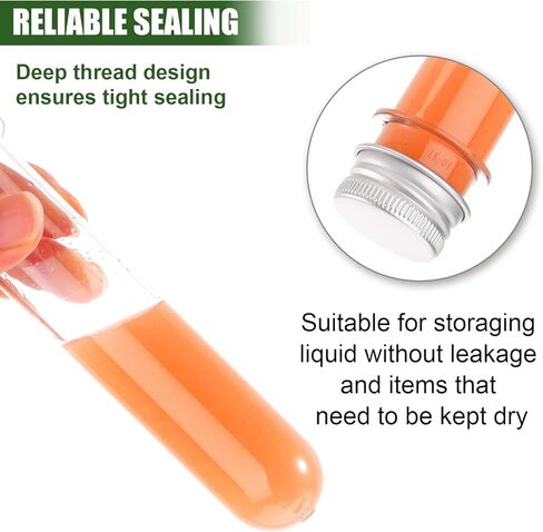 80 قطعة من انابيب اختبار بلاستيكية مسطحة شفافة 45 مل مع اغطية لولبية 140 × 25 ملم، انابيب بلاستيكية علوية مع اغطية حاويات اختبار لخرز الحلوى وكرات العلكة والملح وعينات السائل in Kuwait