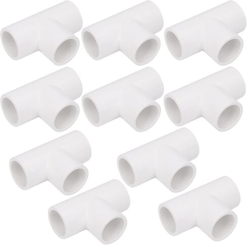6Pack 3 Way 1 Inch Tee PVC Pipe Fittings Connector SCH40 Furniture Build Grade PVC Corner Fittings Elbow Fittings for DIY PVC Shelf Garden Support Structure Tent Connection in Saudi Arabia