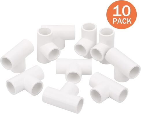 6Pack 3 Way 1 Inch Tee PVC Pipe Fittings Connector SCH40 Furniture Build Grade PVC Corner Fittings Elbow Fittings for DIY PVC Shelf Garden Support Structure Tent Connection in Saudi Arabia