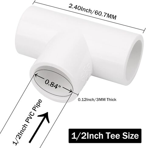 6Pack 3 Way 1 Inch Tee PVC Pipe Fittings Connector SCH40 Furniture Build Grade PVC Corner Fittings Elbow Fittings for DIY PVC Shelf Garden Support Structure Tent Connection in Saudi Arabia