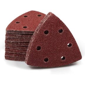 SPEEDWOX 50Pcs 120 Grit Triangle Sanding Pads, 90mm 6 Holes for Multi Tool | Sandpaper Triangle Sanding Discs, Hook and Loop, Fits 3-1/2" Oscillating Multi Tool Detail Sander in Saudi Arabia