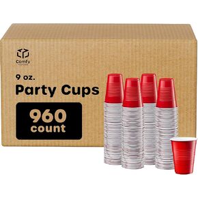 Comfy Package [240 Count] 9 oz. Disposable Party Plastic Cups - Red Drinking Cups
