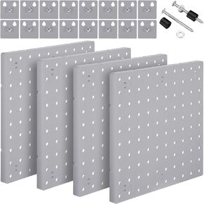 4 قطع من مجموعات لوحة الحائط Pegboard للتركيب على الحائط من Pegboard ملحقات منظم Pegboard، طريقتان للتركيب، لا تسبب ضررًا لجدار المرآب والمطبخ والحمام والمكتب (أبيض) in Kuwait