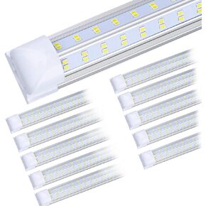 LED Shop Light Fixture, 4FT, 50W 6500LM, 6000K Cold White, 4 Foot T8 Integrated LED Tube Lights, Plug in Warehouse Garage Lighting, V Shape, High Output, Linkable with On/Off Switch (4PCS)