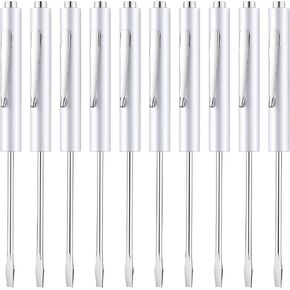 Honoson 10 Pieces Pocket Screwdriver Mini Tops And Pocket Clips Pocket Screwdriver Magnetic Slotted Pocket Screw Driver with A Single Blade Head for Mechanical, Electrician (Gray) in Saudi Arabia