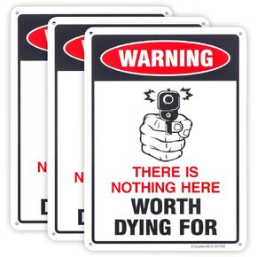 لافتة مسدس مكونة من 3 قطع، لا شيء هنا يستحق الموت من أجل الإشارة، علامة مضحكة لعدم التعدي على ممتلكات الغير، 10 بوصة × 7 بوصة .04 بوصة علامة عاكسة من الألومنيوم خالية من الصدأ ومحمية من الأشعة فوق البنفسجية ومقاومة للطقس in Kuwait