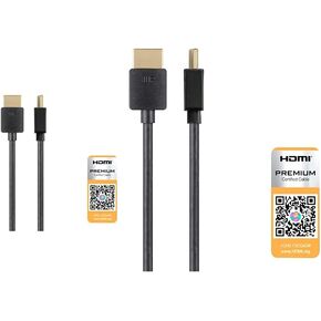 Monoprice 4K Certified Premium High Speed Slim HDMI Cable - 4K60Hz, 18Gbps, HDR, 2ft, Black in Kuwait