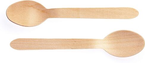 ملاعق أدوات مائدة خشبية للاستعمال مرة واحدة من شركة Concession Essentials، قابلة للتحلل وصديقة للبيئة، بطول 16.25 سم - عبوة مكونة من 100 ملعقة in Kuwait