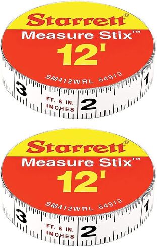 Starrett Measure Stix SM412WRL Steel White Measure Tape with Adhesive Backing, English Graduation Style, Right to Left Reading, 12' Length, 0.5" Width, 0.0625" Graduation Interval in Saudi Arabia