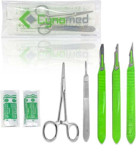 Dermaplaning Cleaning Kit - Disposable Scalpel Blades No.10, 11, 15, Metal Handle with Blades, and Hemostat Blade Removal – Sterile & Individually Foil Wrapped – Suitable for Dermaplaning and More in Saudi Arabia