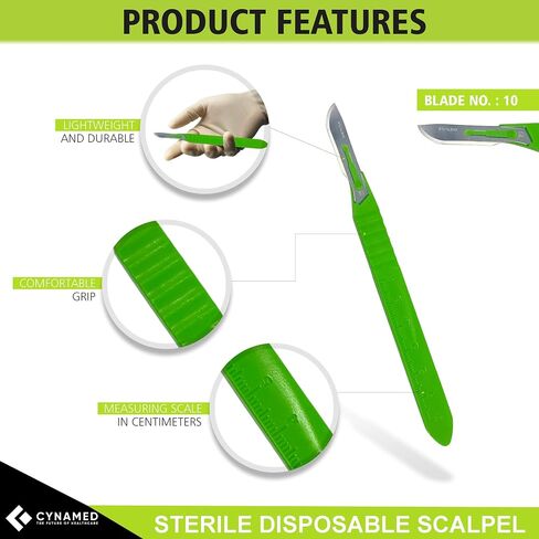 Dermaplaning Cleaning Kit - Disposable Scalpel Blades No.10, 11, 15, Metal Handle with Blades, and Hemostat Blade Removal – Sterile & Individually Foil Wrapped – Suitable for Dermaplaning and More in Saudi Arabia
