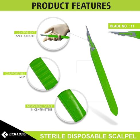 Dermaplaning Cleaning Kit - Disposable Scalpel Blades No.10, 11, 15, Metal Handle with Blades, and Hemostat Blade Removal – Sterile & Individually Foil Wrapped – Suitable for Dermaplaning and More in Saudi Arabia