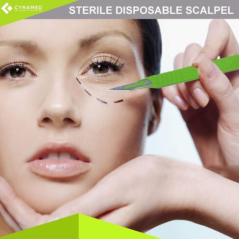 Dermaplaning Cleaning Kit - Disposable Scalpel Blades No.10, 11, 15, Metal Handle with Blades, and Hemostat Blade Removal – Sterile & Individually Foil Wrapped – Suitable for Dermaplaning and More in Saudi Arabia