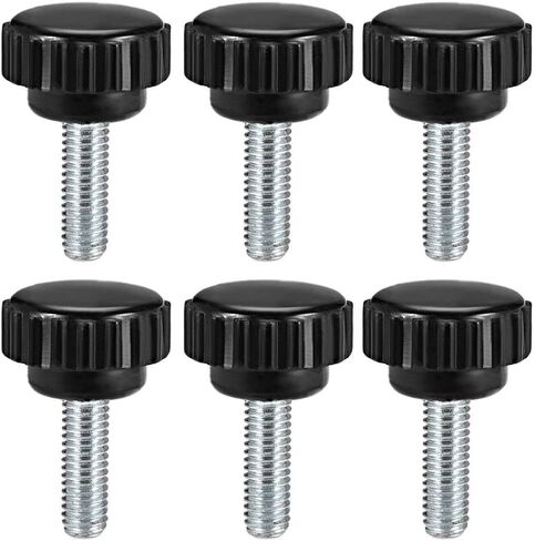 Uxcell M6 x 15mm متري ذكر الموضوع مخرش لقط المقابض قبضة الإبهام المسمار على نوع البلاستيك الخيوط اليد الترباس المقابض الأسود 6 قطع in Kuwait
