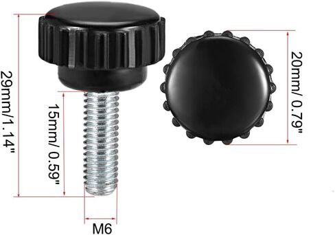 Uxcell M6 x 15mm متري ذكر الموضوع مخرش لقط المقابض قبضة الإبهام المسمار على نوع البلاستيك الخيوط اليد الترباس المقابض الأسود 6 قطع in Kuwait
