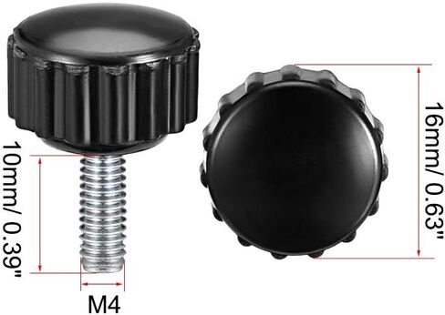 Uxcell M6 x 15mm متري ذكر الموضوع مخرش لقط المقابض قبضة الإبهام المسمار على نوع البلاستيك الخيوط اليد الترباس المقابض الأسود 6 قطع in Kuwait