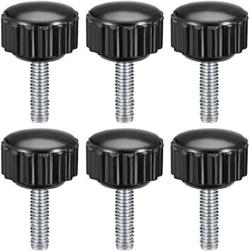 Uxcell M6 x 15mm متري ذكر الموضوع مخرش لقط المقابض قبضة الإبهام المسمار على نوع البلاستيك الخيوط اليد الترباس المقابض الأسود 6 قطع in Kuwait