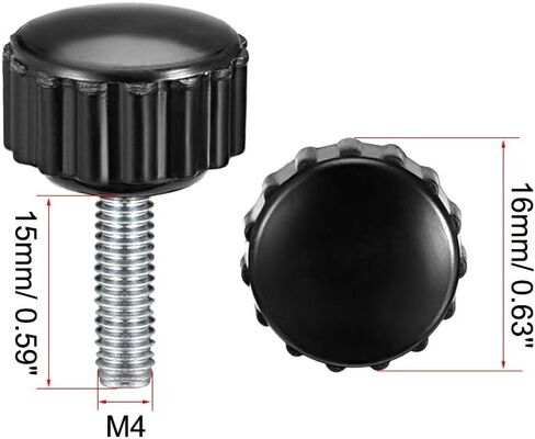 Uxcell M6 x 15mm متري ذكر الموضوع مخرش لقط المقابض قبضة الإبهام المسمار على نوع البلاستيك الخيوط اليد الترباس المقابض الأسود 6 قطع in Kuwait