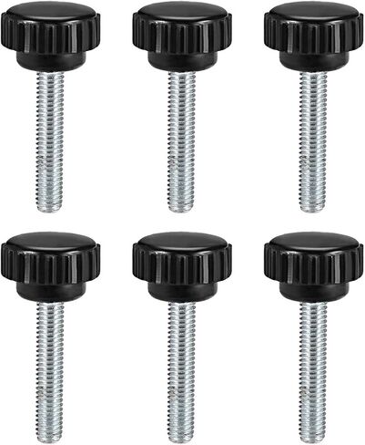 Uxcell M6 x 15mm متري ذكر الموضوع مخرش لقط المقابض قبضة الإبهام المسمار على نوع البلاستيك الخيوط اليد الترباس المقابض الأسود 6 قطع in Kuwait